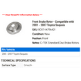 thumbnail image 2 of Front Brake Rotor - Compatible with 2001 - 2007 Toyota Sequoia 2002 2003 2004 2005 2006, 2 of 2