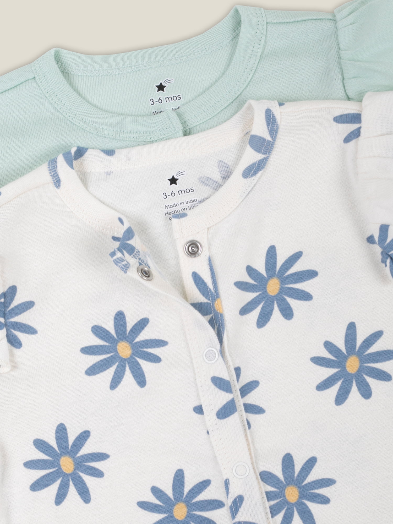Little Star Organic Baby Girls 2Pk Coveralls, Size Newborn-12M