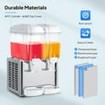 thumbnail image 4 of ROVSUN 9.6 Gal/36L Commercial Beverage Dispenser, 18L X 2 Tanks Cold Drink Commercial Juice Dispenser Stainless Steel with Thermostat Controller for Home Restaurant Bar Party 110V/60HZ, 4 of 16