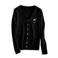 thumbnail image 5 of Sweater Cardigan Women - Fashion Casual Knit Jacket Outwear Ribbed Hem Cuffs Long Sleeve Button Up V Neck Knitwear (XL, Black), 5 of 5