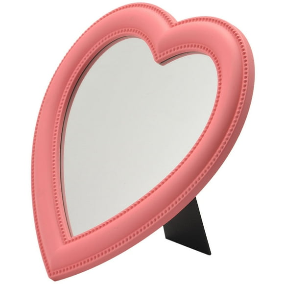 Pink Love Mirror Desktop Vanity Mirror Wall Mounted Dual-use Girl Room Heart-shaped Mirror