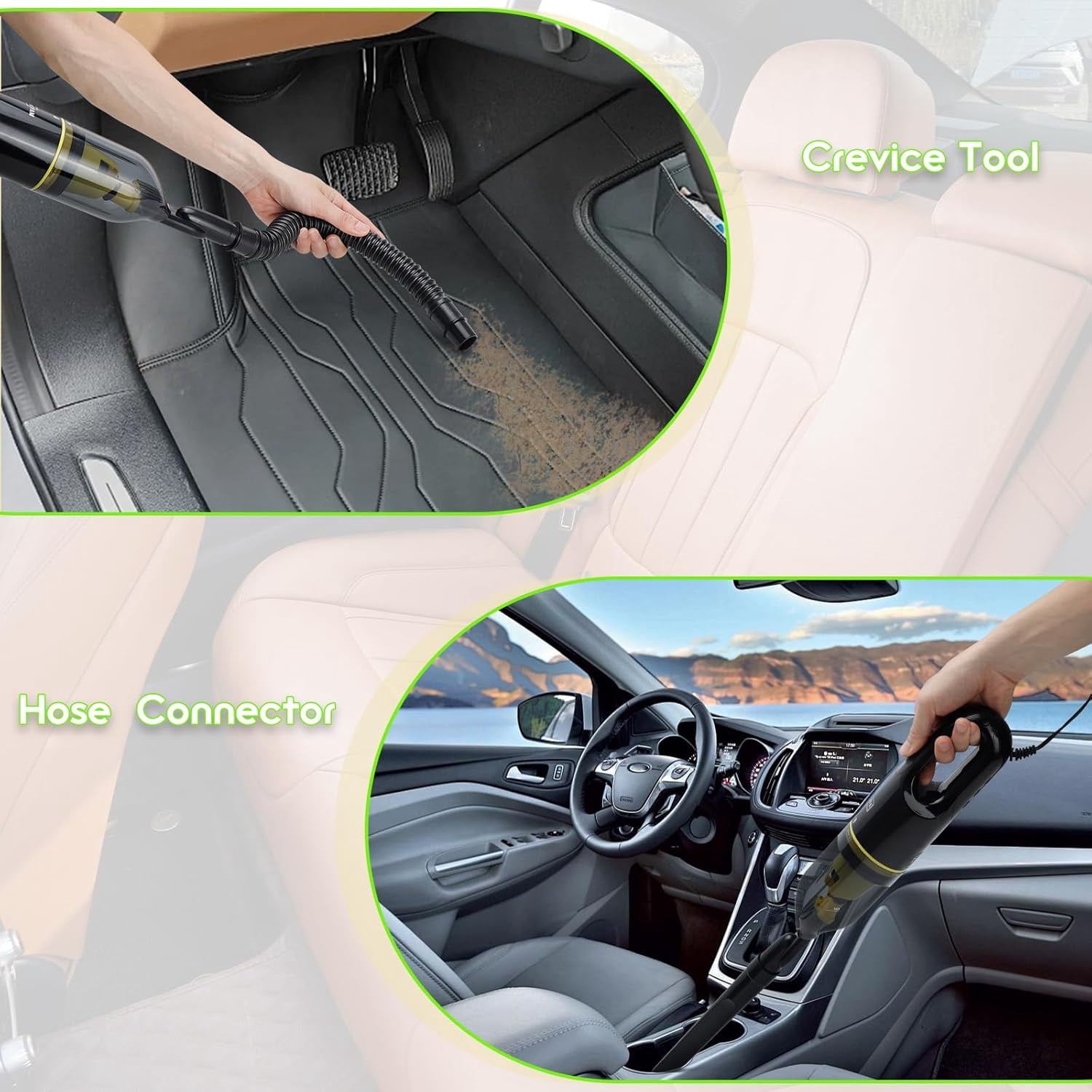 Car Vacuum,Portable Hand Vacuum Cleaner,Small Handheld Vacuum,Powerful Suction,13.5FT Cord,Handheld Dust Buster with Crevice Tool,Flex Hose,Storage Bag,Handy Vac for Interior Trunk Pet Hair