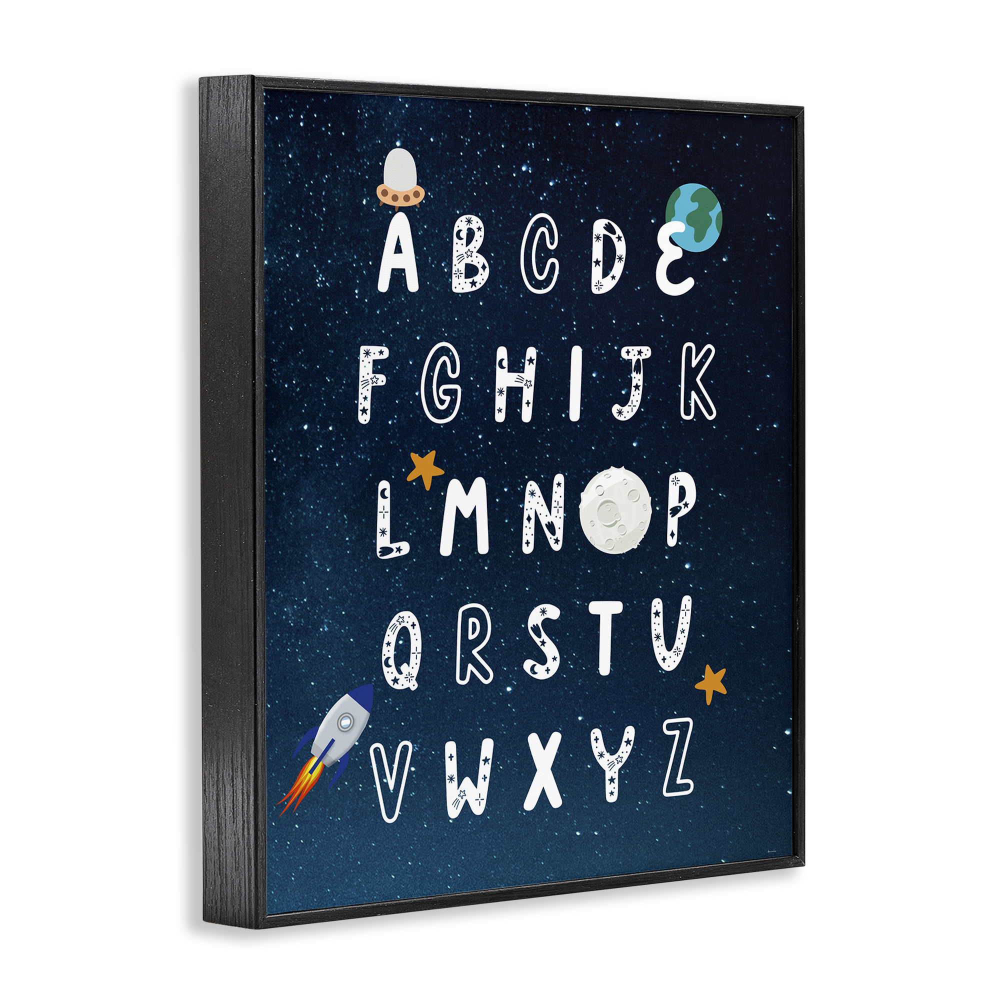 Stupell Industries Astronomy Alphabet Chart Novelty Painting Black Framed Art Print Wall Art, 11 x 14