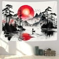 thumbnail image 6 of Japanese Red and Black Forest Tapestry, Anime Mountain Tree Sun Aesthetic Tapestry Wall Hanging for Men, Cool Asian Dark Nature Landscape Tapestries Ink Art Decor for Living Room College Dorm 40X30IN, 6 of 6