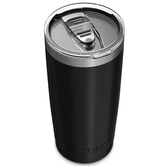 Juro Tumbler 20 Oz Stainless Steel Vacuum Insulated Tumbler with Lids and Straw Travel Mug] Double Wall Water coffee cup for Home, Office, Outdoor Works great for Ice Drinks and Hot Beverage - Black