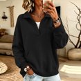 thumbnail image 2 of GUACER Long Sleeve Sweatshirts for Women Stand Collar Trendy Sport Loose Pullover Tops with Pockets, 2 of 9