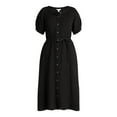 thumbnail image 3 of Time and Tru Women’s and Women’s Plus Cotton Double Cloth Midi Dress, Sizes XS-4X, 3 of 4