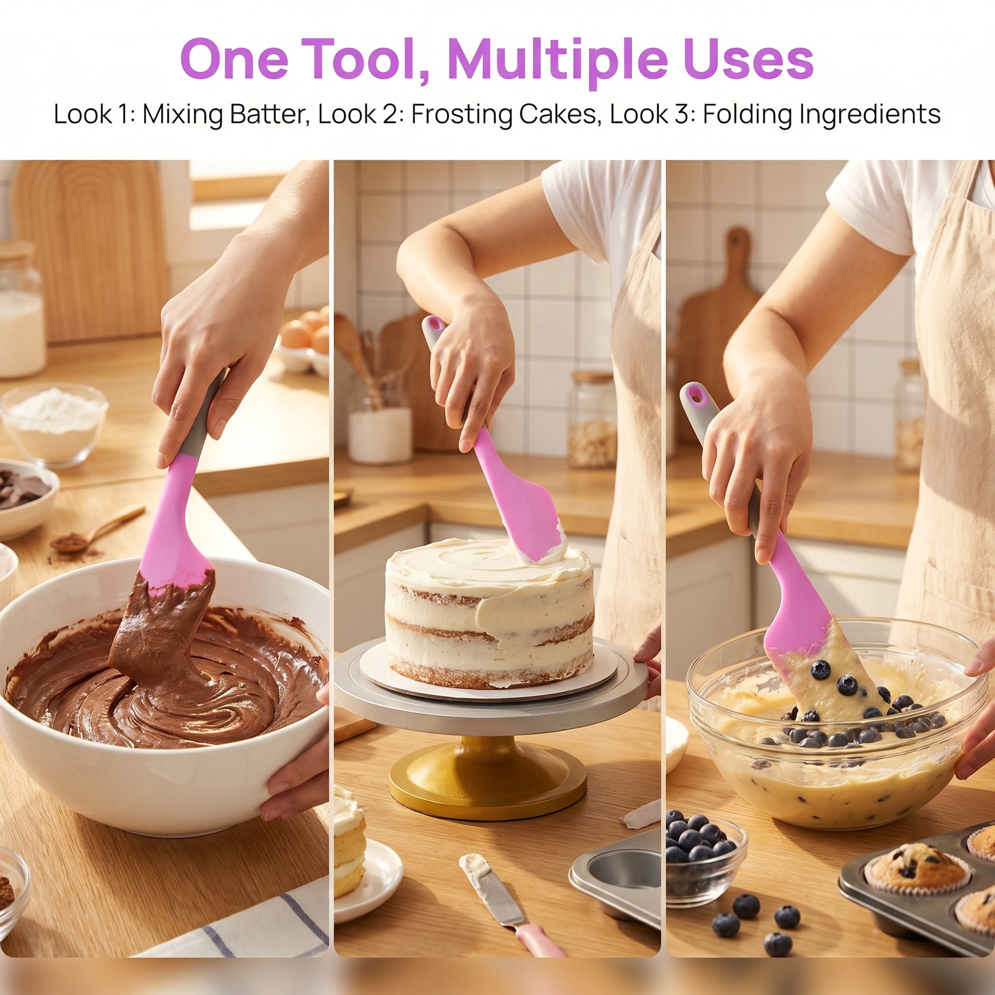 Unique Bargains Heat-Resistant Dishwasher Safe Spatula Cooking Utensil Purple 13.6" x 2.8"