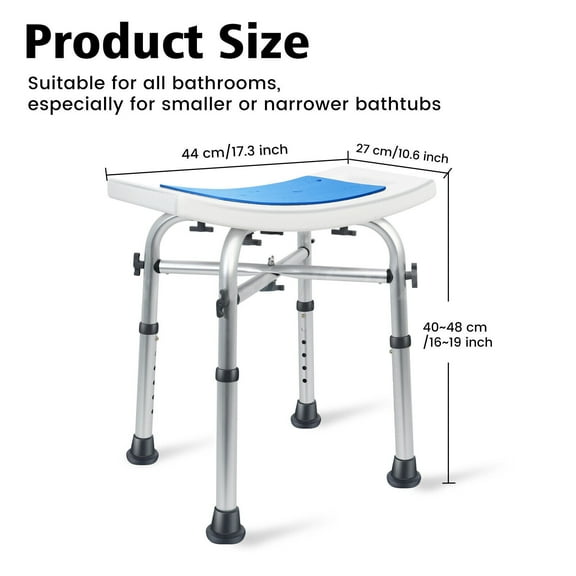 YKITRD Adjustable Shower Chair 500 lbs for Inside Shower,Shower Stool with Suction Feet