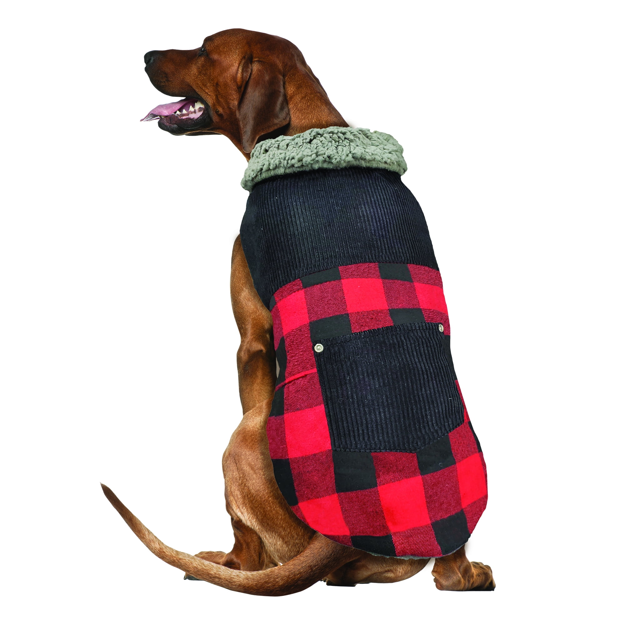 Fetchwear Red and Black Buffalo Plaid Jacket With Patch Pocket and