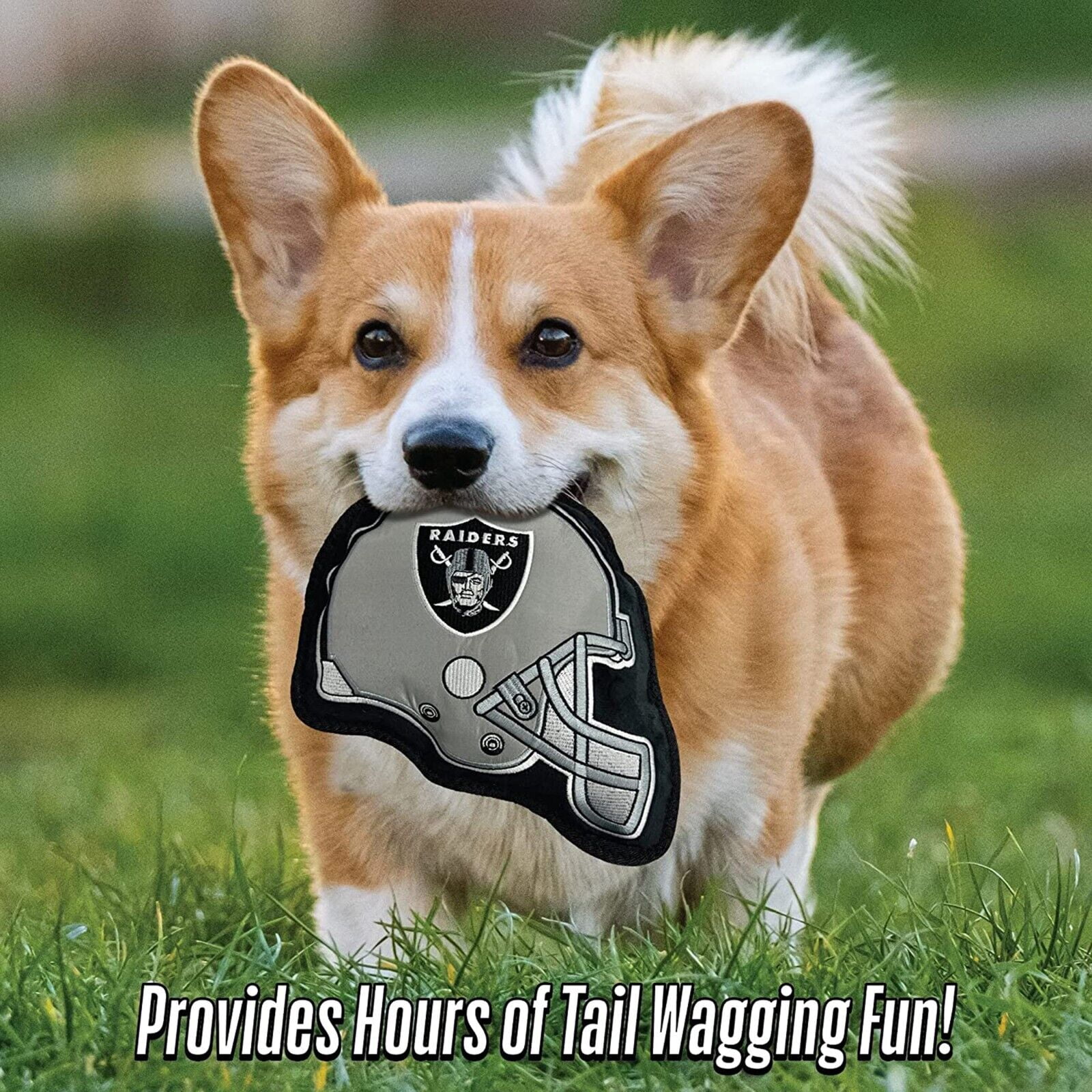 Pets First NFL Las Vegas Raiders Tough Helmet Pet Dog Toy Premium Quality with Built-in Squeaker Chew Toy