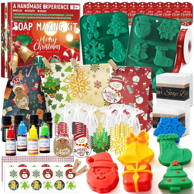 Kit para hacer jabón de Navidad MuseLuxe con base, moldes y más