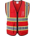 thumbnail image 1 of Chaleco de seguridad Ekksafety EK175 de malla reflectante roja con 5 bolsillos, 1 of 7
