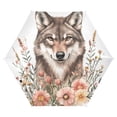 thumbnail image 6 of Wolf with Flowers Leaves Watercolor All Weather Umbrella Triple Folding Parasol 6 Ribs UV Protection Portable, 6 of 8