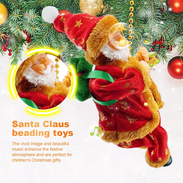 Muñeco De Papá Noel Muñeca de escalera de escalada de Navidad eléctrica reutilizable para niños regalo de Navidad (rojo)
