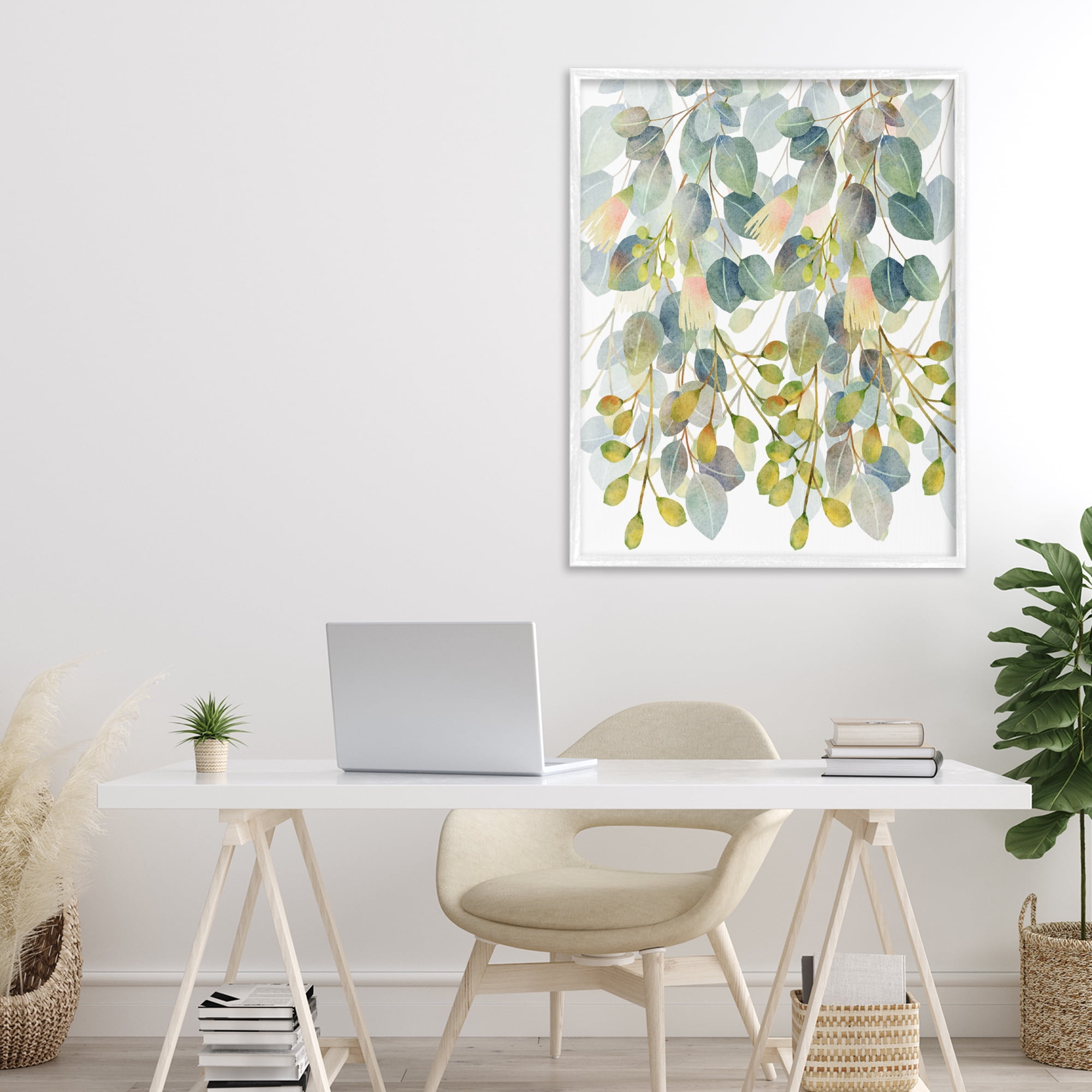 Stupell Industries Suspended Ivy Leaves White Framed Giclee Art, design by Marcus Prime