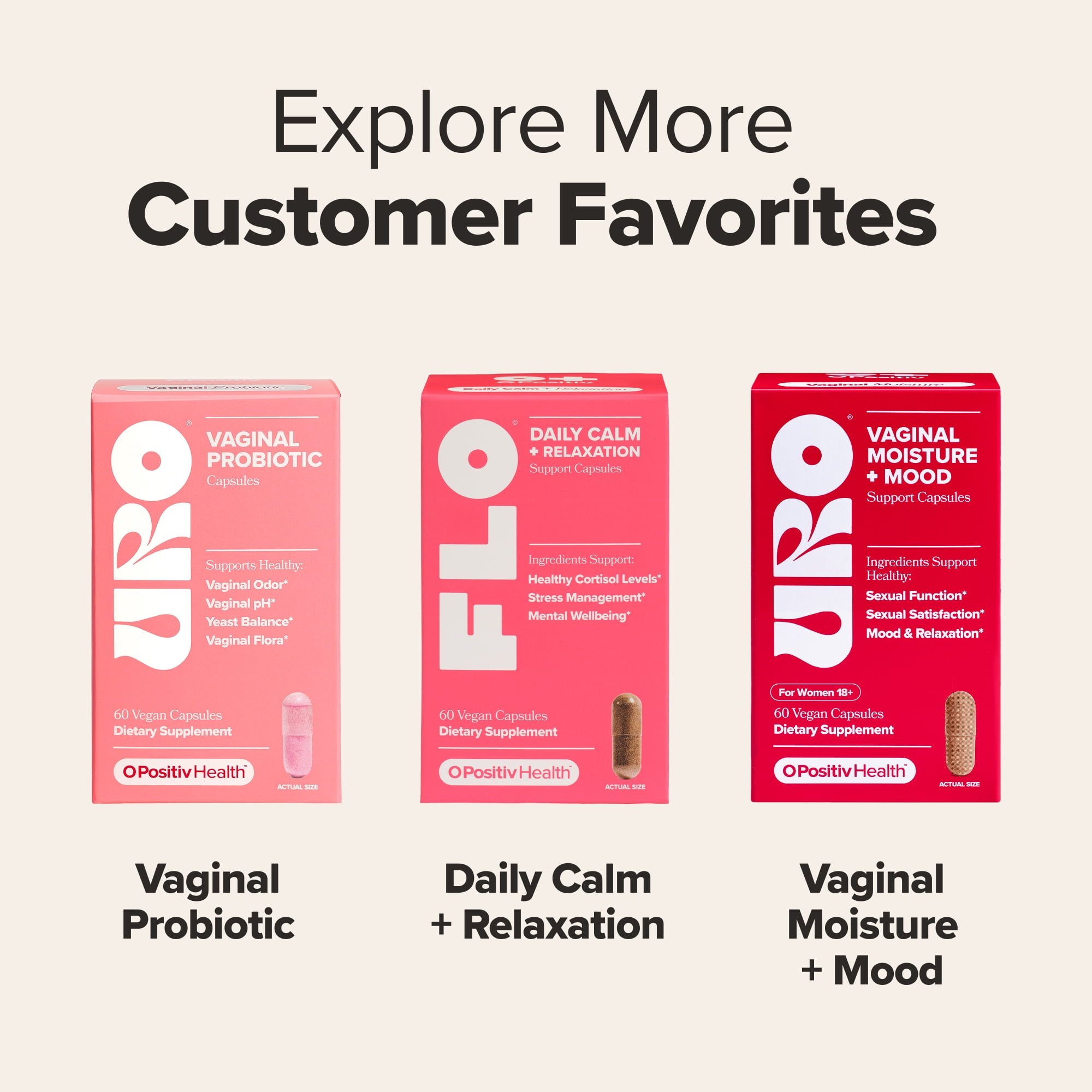O Positiv FLO Daily Calm + Relaxation Support Capsules for Stress Management, 60 Count