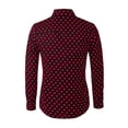 thumbnail image 3 of MODA NOVA Big & Tall Men's Polka Dots Long Sleeve Dress Button Down Shirts Red Black XL, 3 of 6