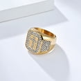thumbnail image 4 of Flydeer Rings for Men Titanium Steel Hip Hop Iced Out Rings Yellow Men Rings Cross Rings Bling Religious Jewelry Size 8, 4 of 6