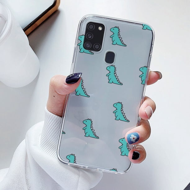 Funda de silicona para teléfono Samsung Galaxy A21S, carcasa trasera de dibujos animados, transparente, suave, A la moda, con flores, bonita Fivean unisex