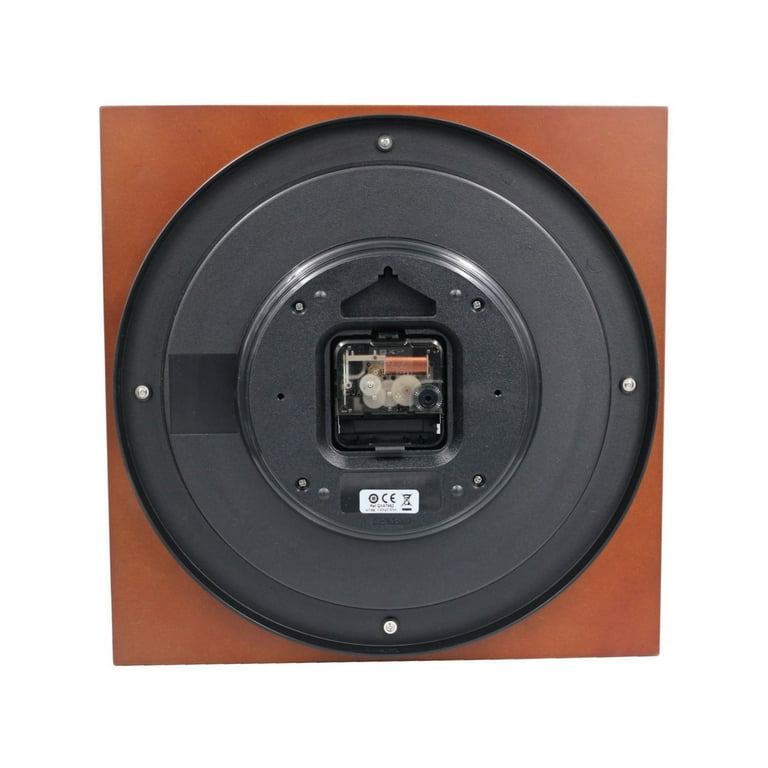 Seiko Rylie Square Modern Wooden Wall Clock, Quiet Sweep, Brown