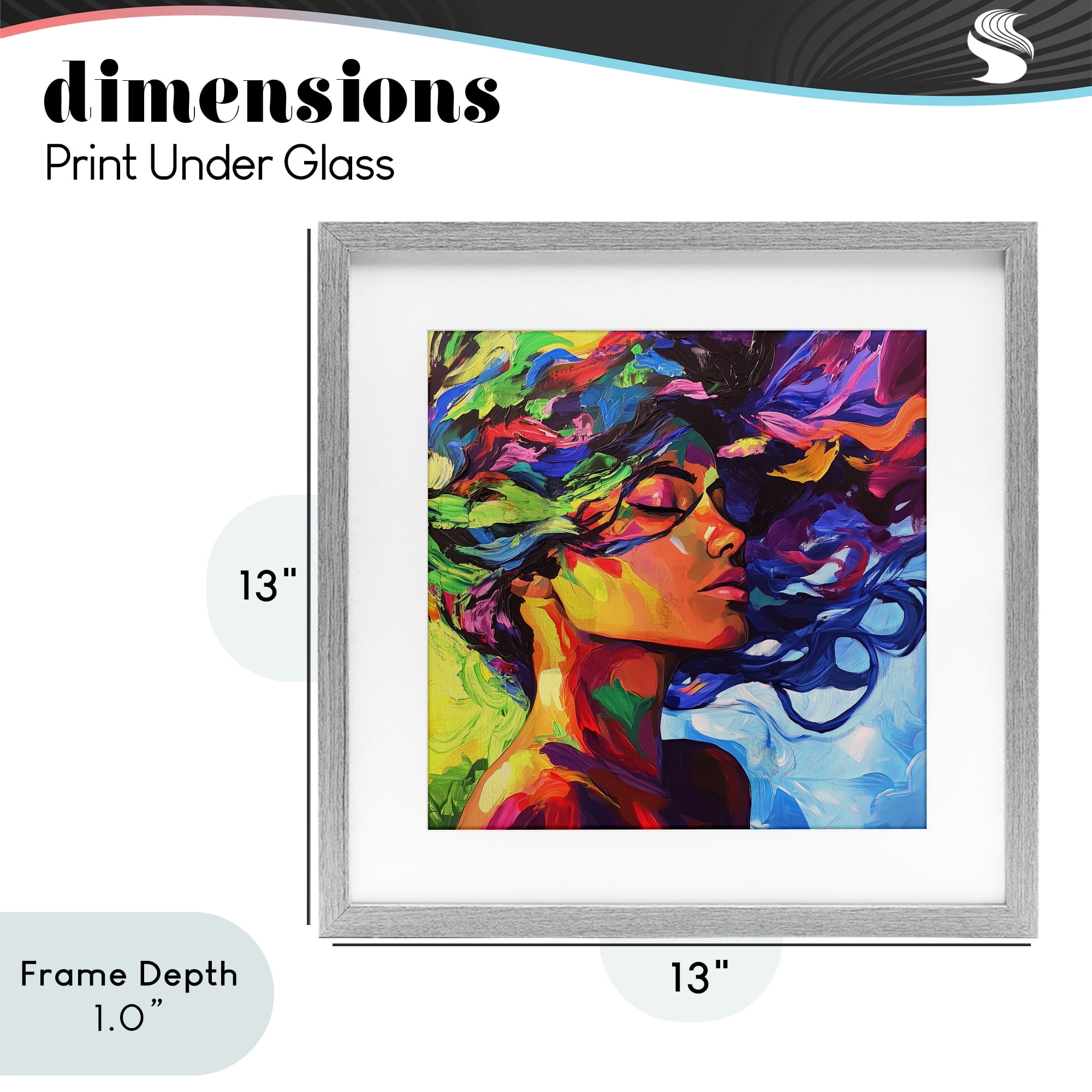 Stupell Industries Flowing Whirlwind Of Colors Gray Framed Print Under Glass, design by Svetlana Aleynikova