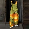 thumbnail image 6 of HAJWOH Halloween Plus Size Boho Overalls for Women Halloween Print Hippie Cloth Floral Printed Jumpsuits Spaghetti Strap Rompers(Green,M), 6 of 6