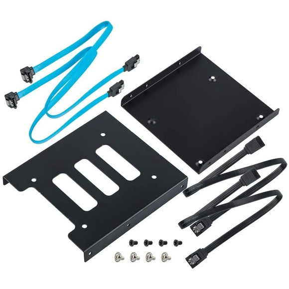 Set of 6, findTop Straight and 90 Degree Right-Angle SATA III Cable 6.0 Gbps with Locking Latch (16 Inch) and SSD Mounting Bracket Kit 2.5" to 3.5" Drive Bay