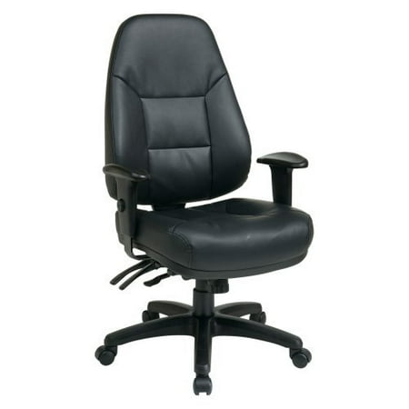 Office Star Deluxe Multi-Function High Back Black Eco Leather Chair