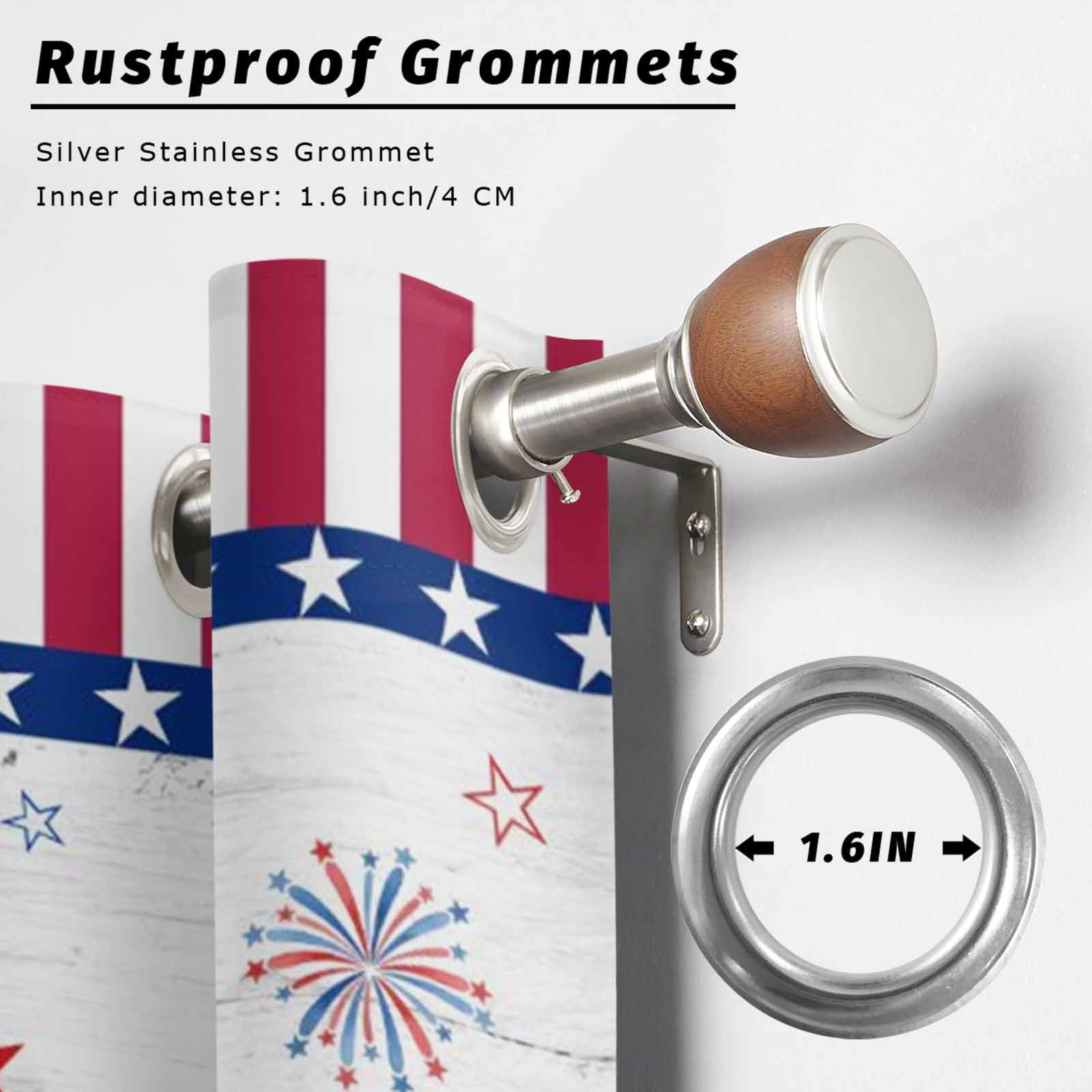US Anniversary Outdoor Curtains for Patio, Independence Day Gnomes Blue Truck Board Sunshade Privacy Drapes Grommet Waterproof Outside Curtains for Porch/Cabana/Balcony 54"x 108", 1 Panel