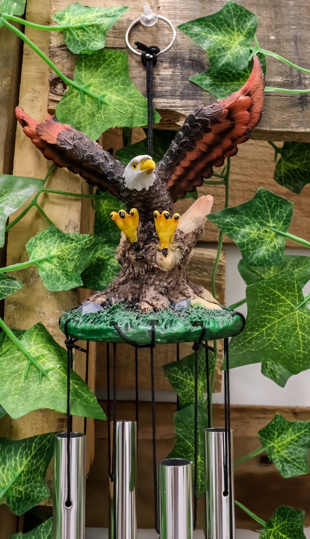 Ebros Colorful American Bald Eagle Spreading Out Its Wings Relaxing Wind Chime