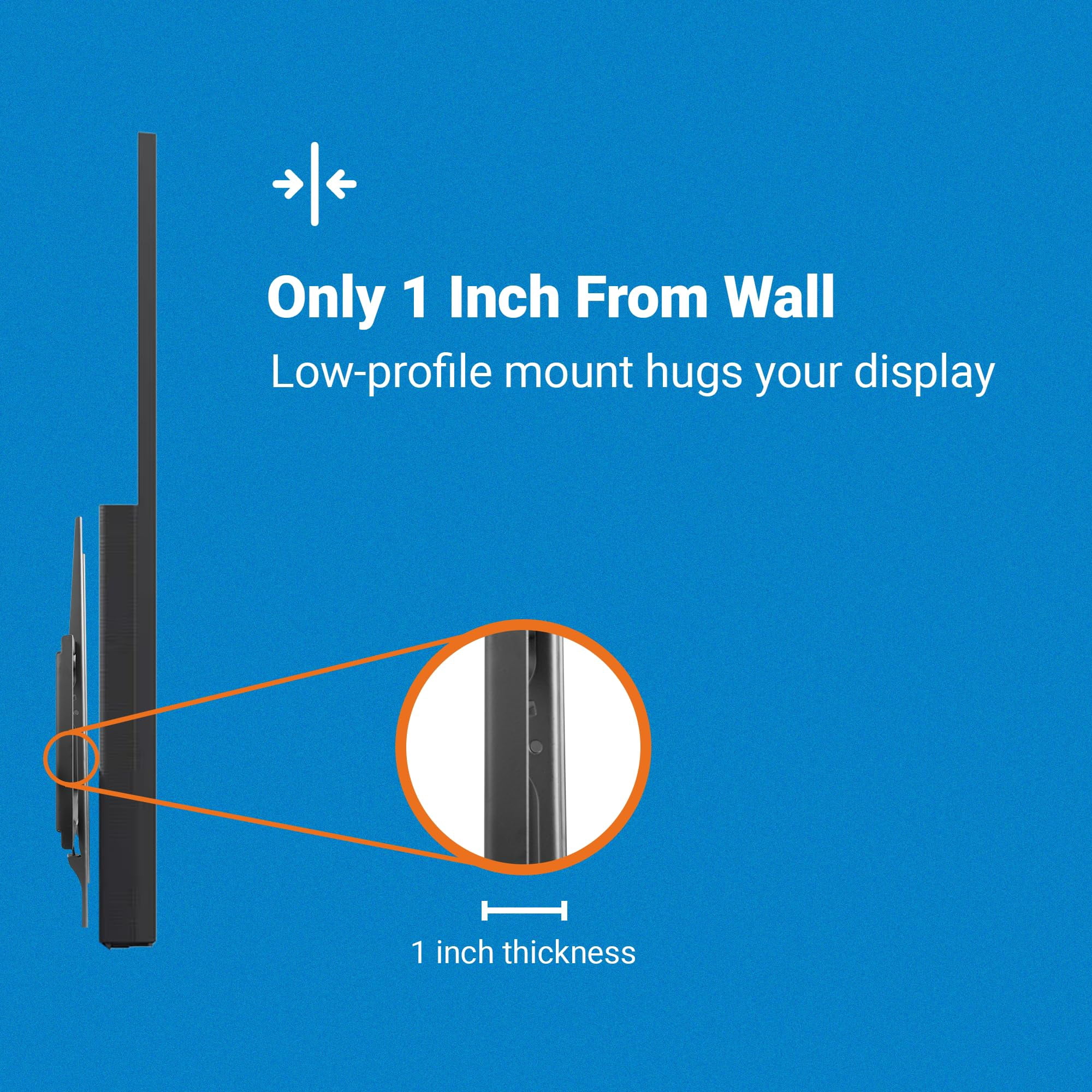 Manhattan Low-Profile Fixed 65" TV Wall Mount | VESA Compatible, Heavy-Duty Steel, Ideal for Home & Office, Holds up to 88 lbs - 460934