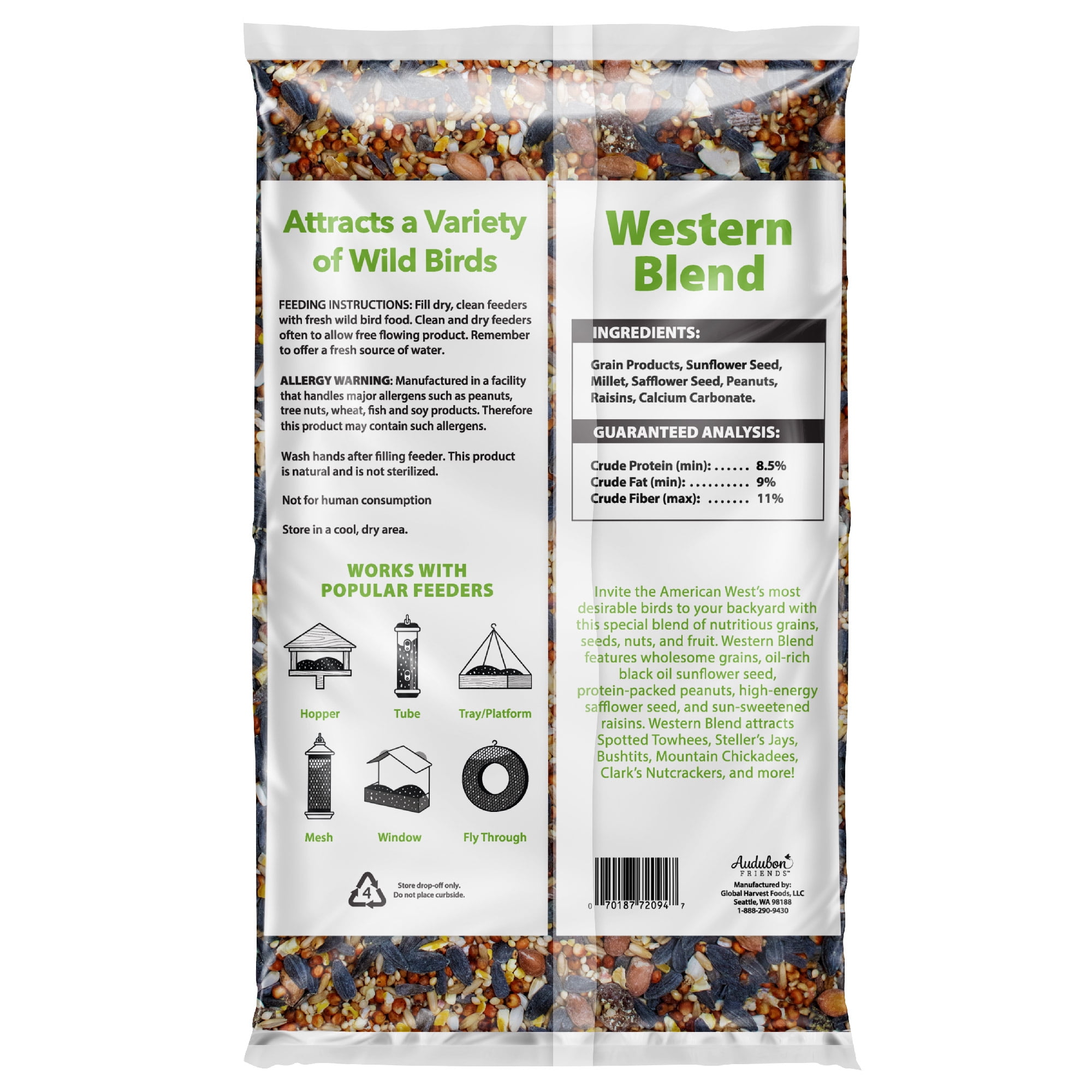 (3 pack) Western Regional Blend Wild Bird Food, Dry, 1 Count per Pack, 5 lb. Bag