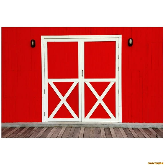 Red Pink Rustic Farm Barn Door Backdrop Western Village Farmhouse Wood Door Birthday Party Photography Background Photo Studio