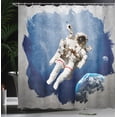 thumbnail image 4 of Ambesonne Galaxy Shower Curtain, Digital Planet Earth, 69"Wx84"L, Blue Grey, 4 of 5