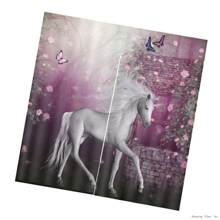 

Lovoski 2Pcs Teen Animal Decor 3D Print Curtain Drapes For Kids