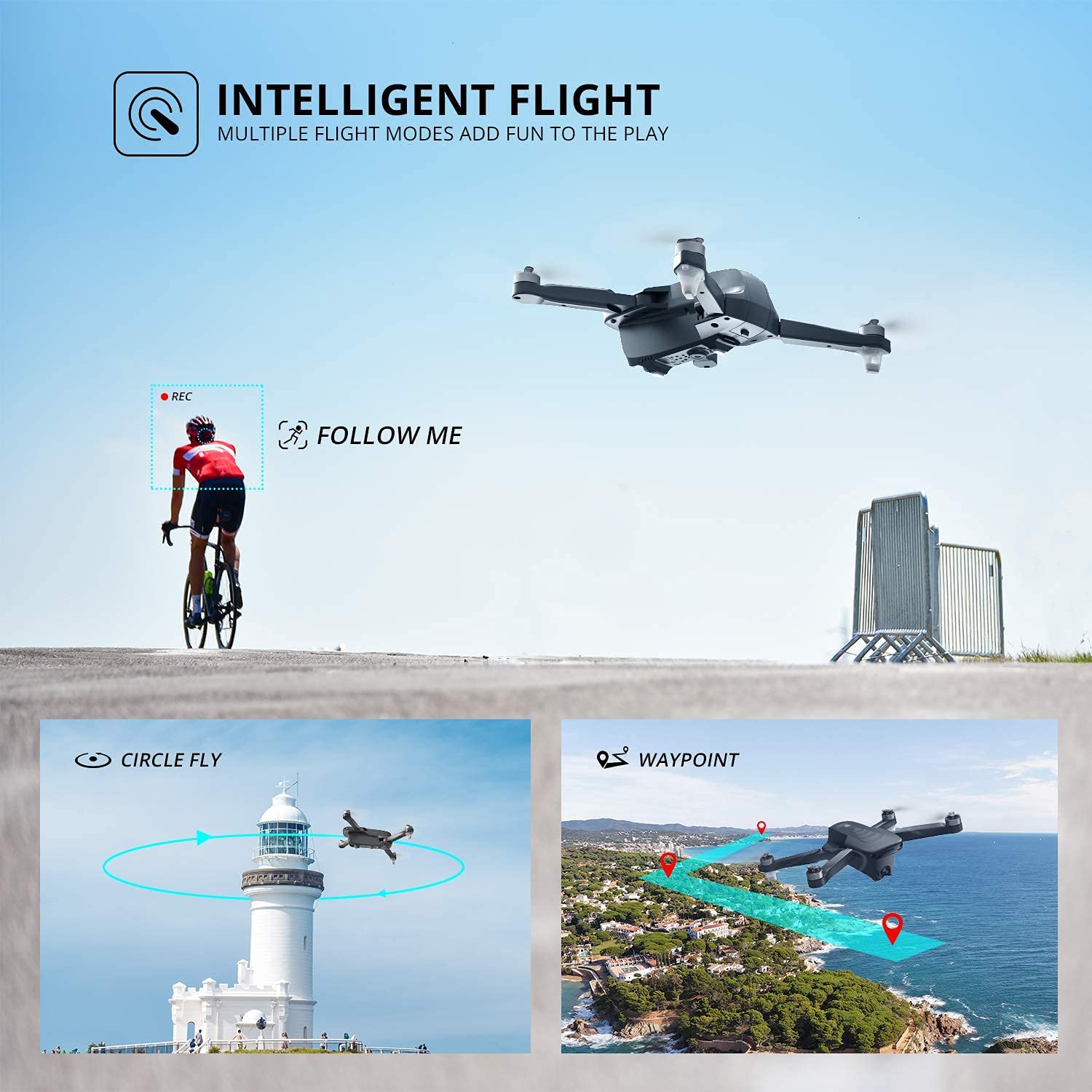 Holy Stone Drone HS175D with 4K Camera for Adults and Beginners, Foldable GPS Drone with Auto Return Home, Follow Me Mode, 2 Batteries Double the Flight Time, Black - image 4 of 8