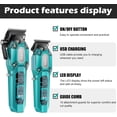 thumbnail image 2 of VGR Professional Hair Clippers for Men, Cordless Barber Clippers and Trimmers Set, Mens Hair Cutting Kit with 10 Guide Combs, USB Rechargeable Haircut Machine for Family, LED Display, Green, 2 of 7