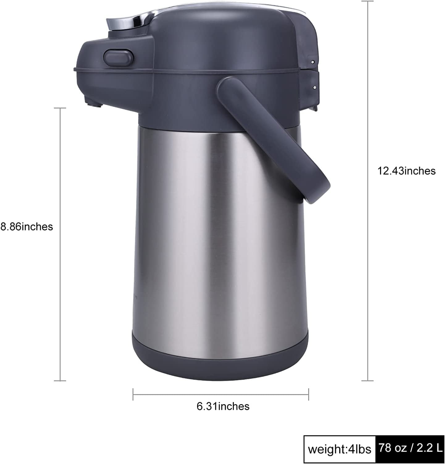 Airpot Coffee Carafe 74Oz - 24 Hours Hot Drink Dispenser, Thermal Coffee  Carafe 7445007997923