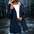 thumbnail image 2 of Brnmxoke Spring Rain Coats for Women 2025 Summer Lightweight Striped Lining Drawstring Hood Rain Jacket Packable Waterproof Zip Up Outdoor Windbreaker with Pockets Navy,XL, 2 of 9