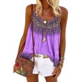 thumbnail image 1 of Camiseta sin mangas con cuello redondo y tirantes finos para mujer, camiseta sin mangas con estampado informal holgada de verano para trabajo de oficina, color morado XL, 1 of 5