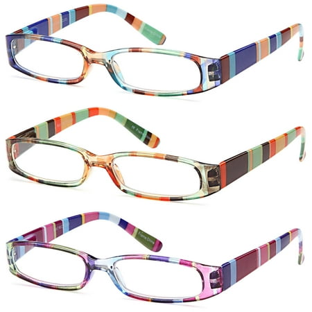GAMMA RAY READERS 3 Pairs Ladies' Readers Quality Spring Hinge Reading Glasses for Women - 1.25x