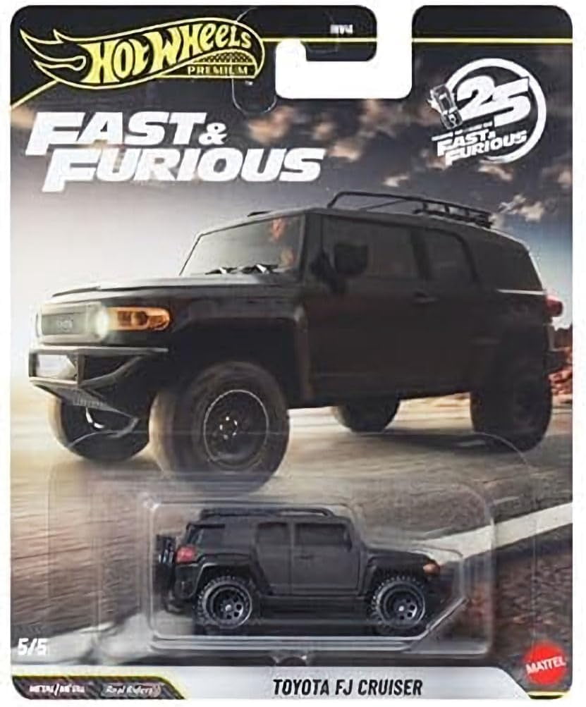 Hot Wheels Premium Fast & Furious 25th Anniversary Die-Cast Cars, Set of 4, Mercedes 500 SEL, Toyota FJ, Lykan Hypersport, Mustang Boss 302, Ages 3+ HNW46-956N
