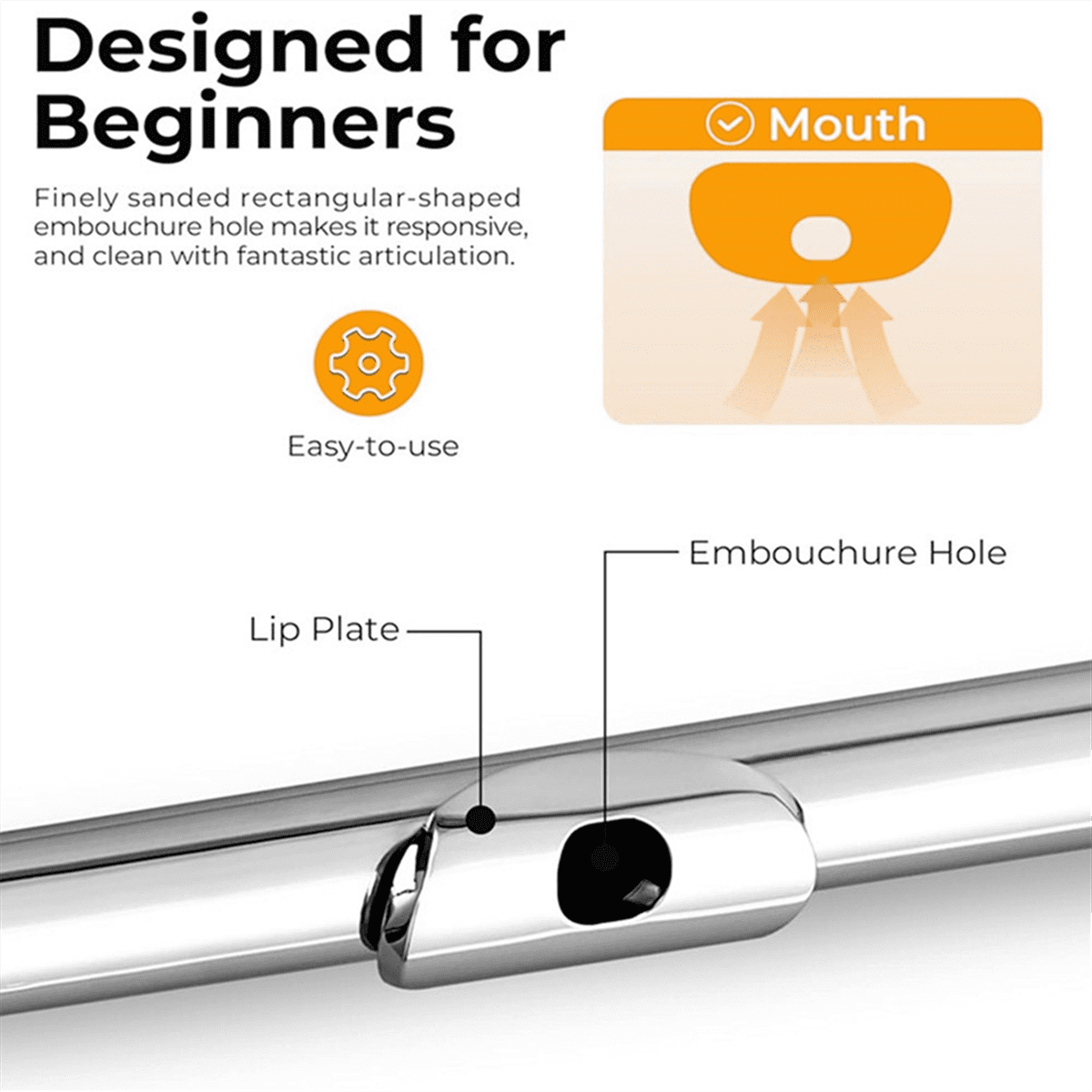 16 Closed Open Holes C Key Professional Transverse Flute