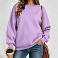 thumbnail image 2 of Women's Fashion Oversized Plain Sweatshirt Soft Fleece Lined Crew Neck Long Sleeve Loose Pullover Casual Fall Winter Daily Outfits Purple, 2 of 8