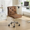 thumbnail image 2 of VECELO Armless Office Desk Chair, Height Adjustable PU Leather Swivel Task Chairs, Dark Brown, 2 of 11