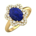 thumbnail image 2 of 8x6mm Oval Shape Lapis 925 Silver Yellow Plated Engagement Women Mother's Day Gift Ring, 2 of 4