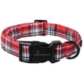 thumbnail image 1 of Collar para perro Aring Pet Red Plaid, ajustable, algodón, tamaño mediano, 1 of 5