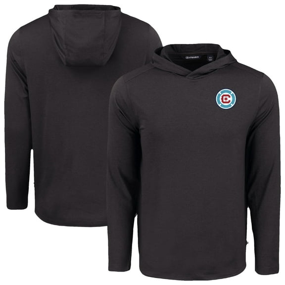 Men's Cutter & Buck Black Chicago Fire Coastline Epic Comfort Eco Recycled Long Sleeve Hoodie T-Shirt