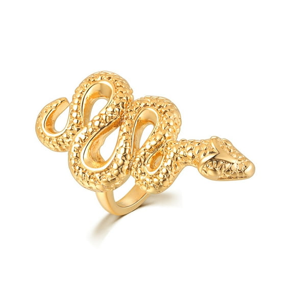 New Fashion Gold Color Large Rings for Women Party Jewelry 14K Yellow Gold Big Snake Cocktail Anillos Mujer